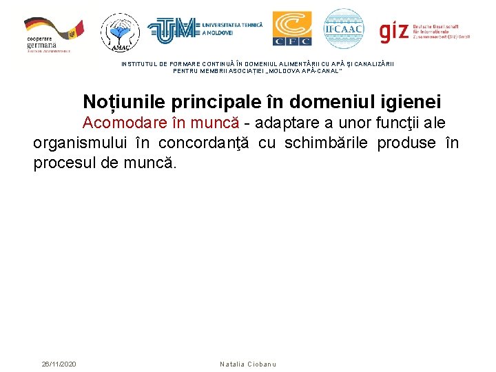 INSTITUTUL DE FORMARE CONTINUĂ ÎN DOMENIUL ALIMENTĂRII CU APĂ ŞI CANALIZĂRII PENTRU MEMBRII ASOCIAȚIEI