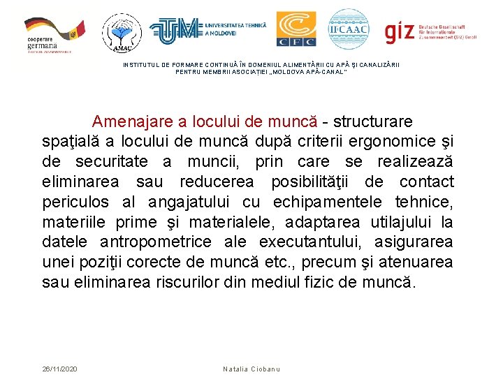 INSTITUTUL DE FORMARE CONTINUĂ ÎN DOMENIUL ALIMENTĂRII CU APĂ ŞI CANALIZĂRII PENTRU MEMBRII ASOCIAȚIEI