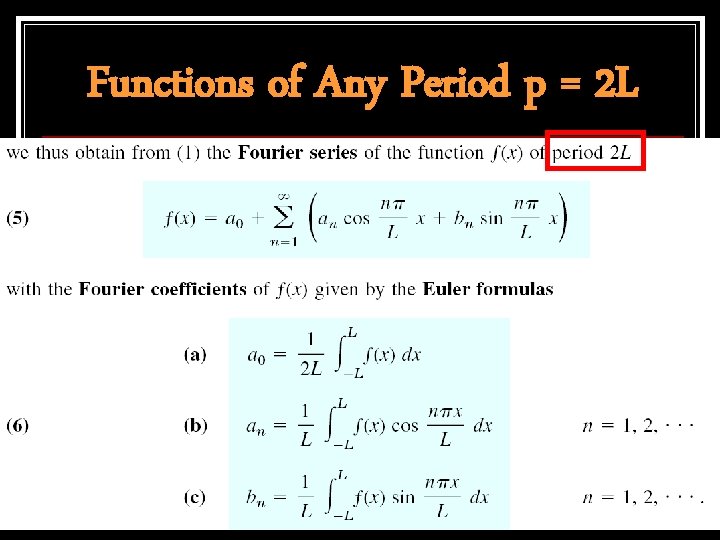 Functions of Any Period p = 2 L 25 