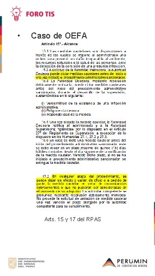  • Caso de OEFA Arts. 15 y 17 del RPAS 