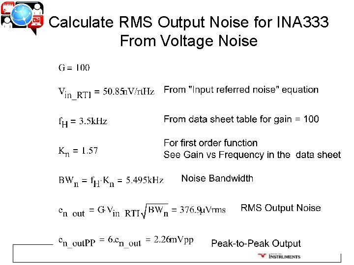 Calculate RMS Output Noise for INA 333 From Voltage Noise 26 