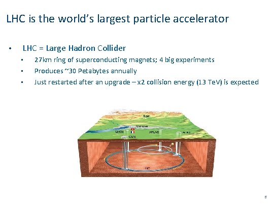 LHC is the world’s largest particle accelerator • LHC = Large Hadron Collider •