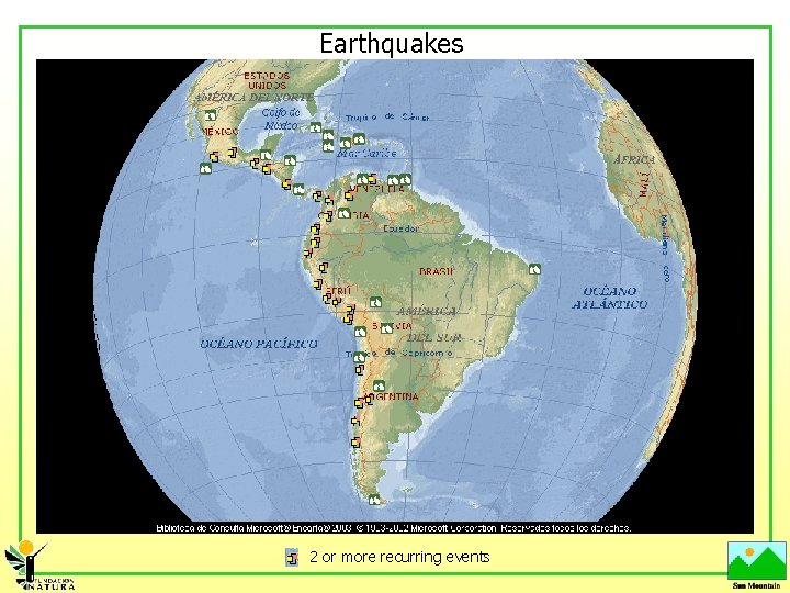 Earthquakes 2 or more recurring events 