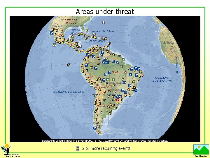 Areas under threat 2 or more recurring events 