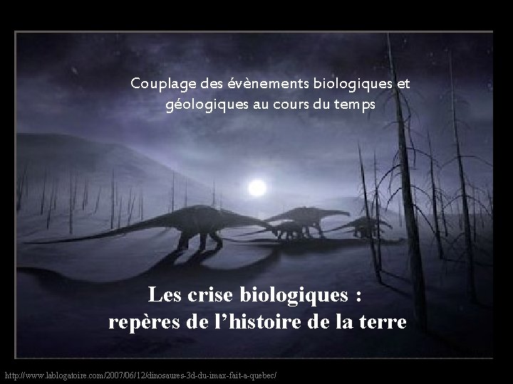 Couplage des évènements biologiques et géologiques au cours du temps Les crise biologiques :