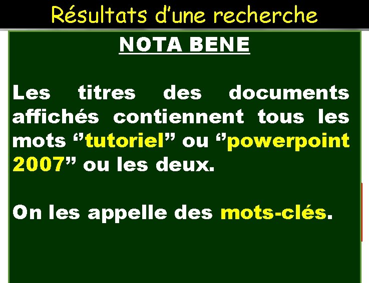 Résultats d’une recherche NOTA BENE Taper dans le champ de recherche de Google la Résultats d’une recherche NOTA BENE Taper dans le champ de recherche de Google la