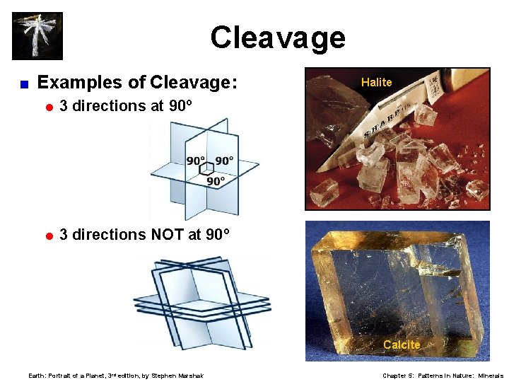 Cleavage < Examples of Cleavage: =3 directions at 90º =3 directions NOT at 90º