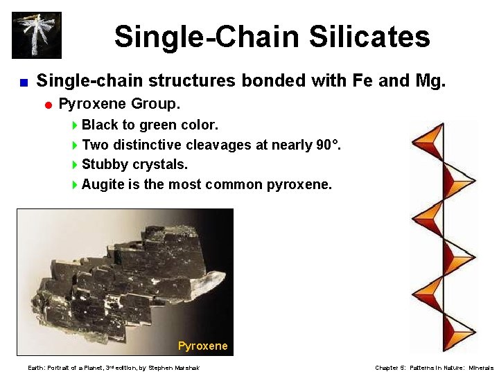 Single-Chain Silicates < Single-chain structures bonded with Fe and Mg. = Pyroxene Group. 4