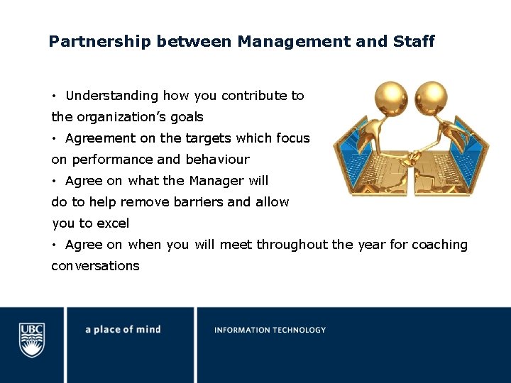 Partnership between Management and Staff • Understanding how you contribute to the organization’s goals