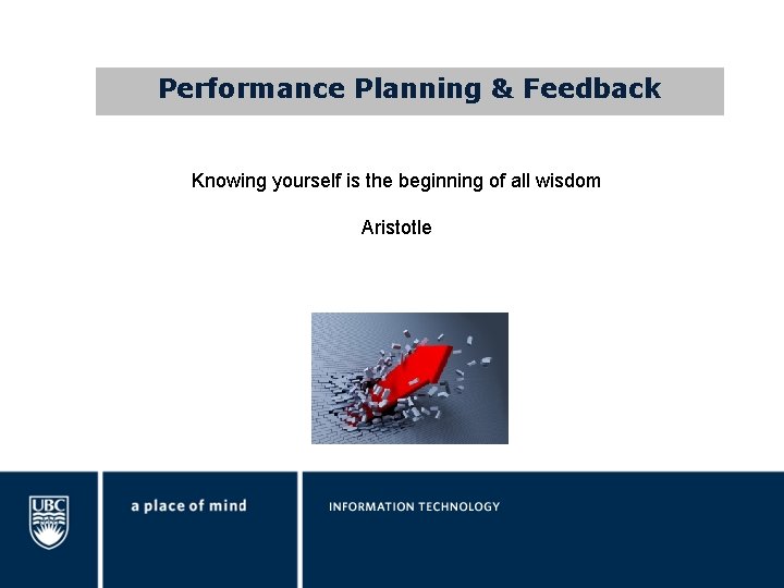 Performance Planning & Feedback Knowing yourself is the beginning of all wisdom Aristotle 