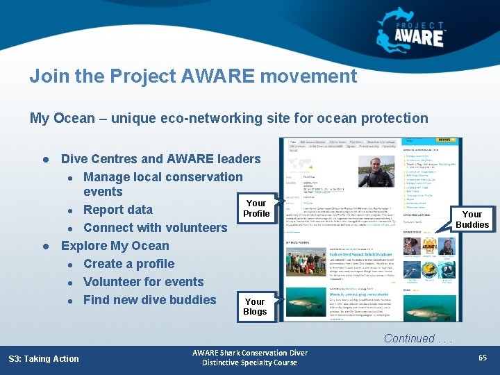 Join the Project AWARE movement My Ocean – unique eco-networking site for ocean protection