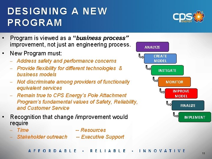 DESIGNING A NEW PROGRAM • Program is viewed as a “business process” improvement, not
