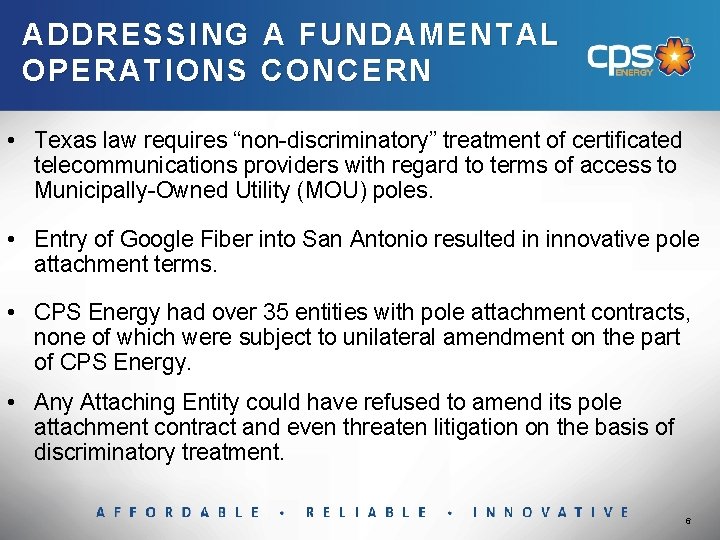 ADD RESSING A FUNDAMENTA L AD DRESSING FUNDAMENT AL OP ERATIONS CONCERN OPERATIONS •