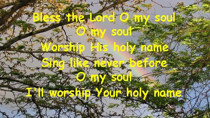 Bless the Lord O my soul Worship His holy name Sing like never before