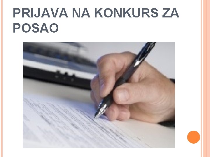 PRIJAVA NA KONKURS ZA POSAO 