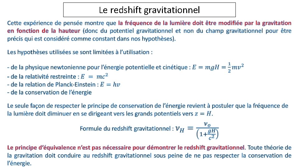 Le redshift gravitationnel 