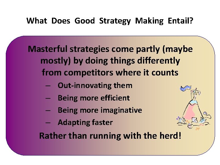 What Does Good Strategy Making Entail? Masterful strategies come partly (maybe mostly) by doing
