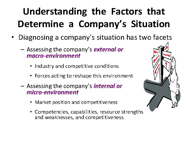Understanding the Factors that Determine a Company’s Situation • Diagnosing a company’s situation has