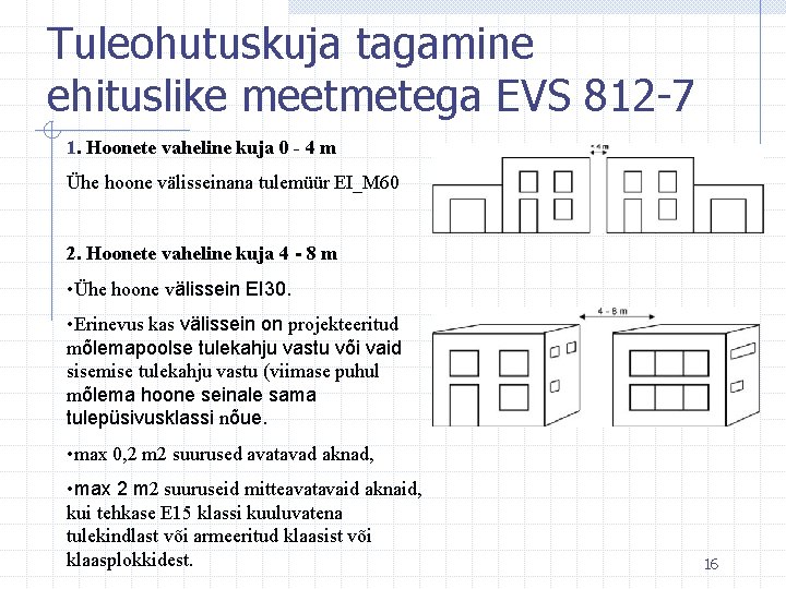 Tuleohutuskuja tagamine ehituslike meetmetega EVS 812 -7 1. Hoonete vaheline kuja 0 - 4