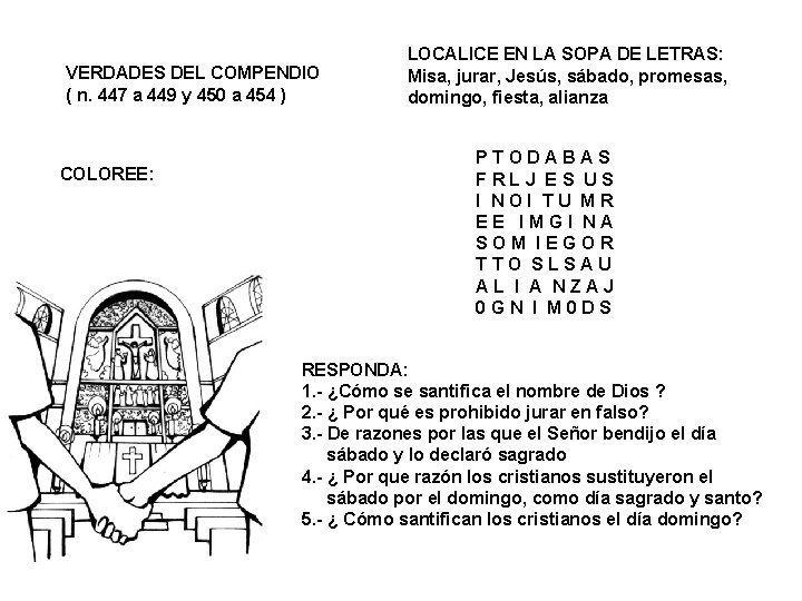 VERDADES DEL COMPENDIO ( n. 447 a 449 y 450 a 454 ) COLOREE: