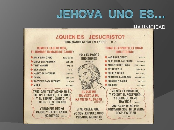 JEHOVA UNO ES… UNA UNICIDAD 