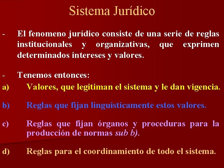 Sistema Jurídico - El fenomeno jurídico consiste de una serie de reglas institucionales y