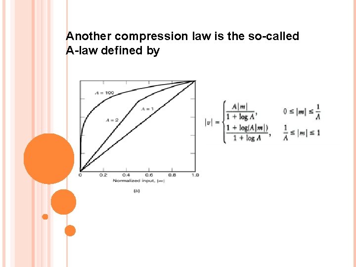 Another compression law is the so-called A-law defined by 