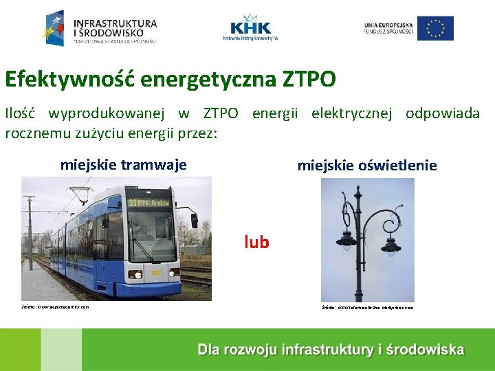 KRAKOWSKA EKOSPALARNIA Efektywność energetyczna ZTPO Ilość wyprodukowanej w ZTPO energii elektrycznej odpowiada rocznemu zużyciu