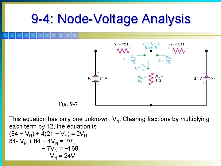 9 -4: Node-Voltage Analysis Fig. 9 -7 This equation has only one unknown, VN.