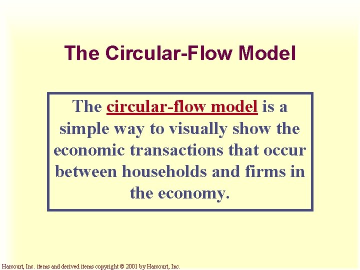 The Circular-Flow Model The circular-flow model is a simple way to visually show the The Circular-Flow Model The circular-flow model is a simple way to visually show the