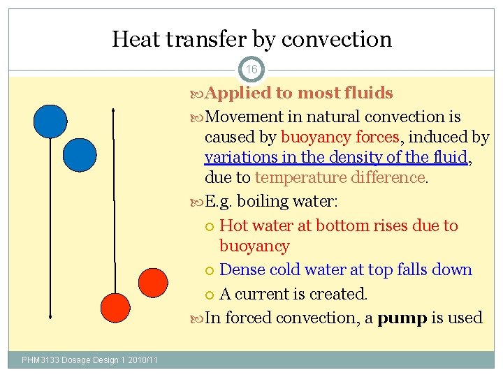 Heat transfer by convection 16 Applied to most fluids Movement in natural convection is