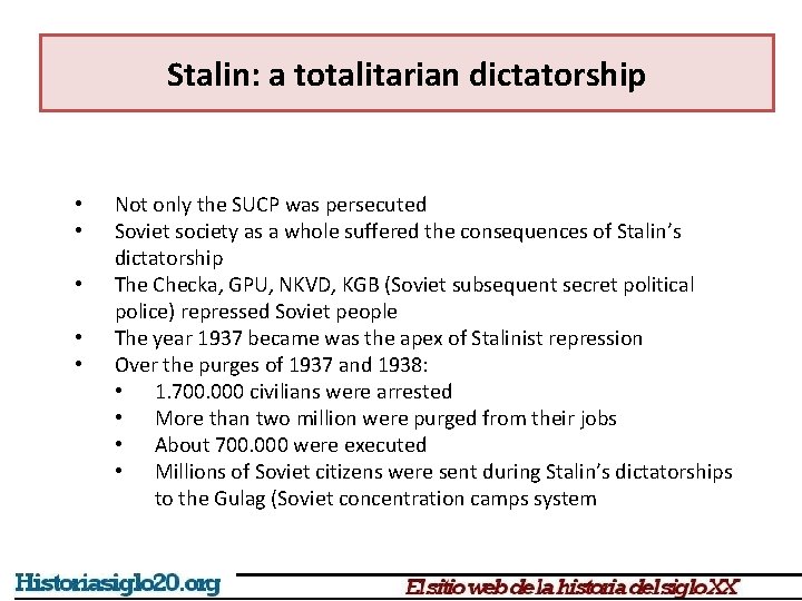 Stalin: a totalitarian dictatorship • • • Not only the SUCP was persecuted Soviet Stalin: a totalitarian dictatorship • • • Not only the SUCP was persecuted Soviet