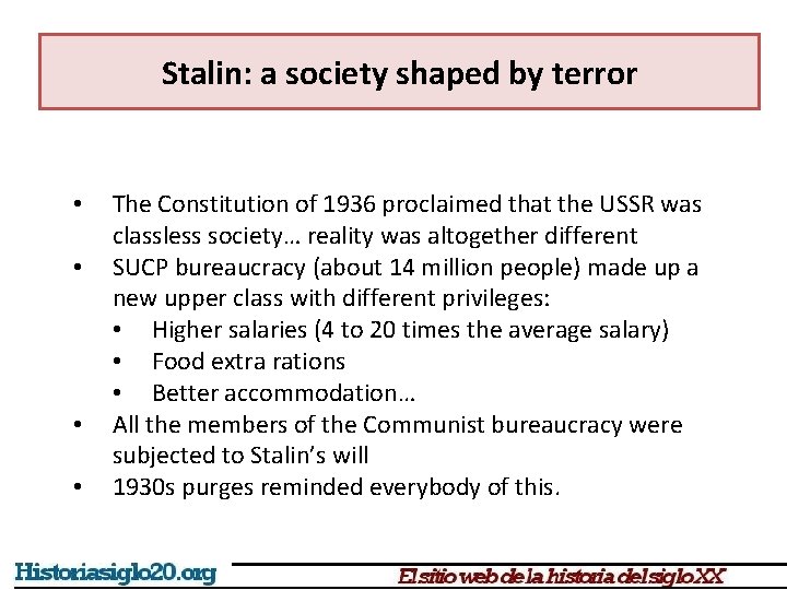 Stalin: a society shaped by terror • • The Constitution of 1936 proclaimed that Stalin: a society shaped by terror • • The Constitution of 1936 proclaimed that