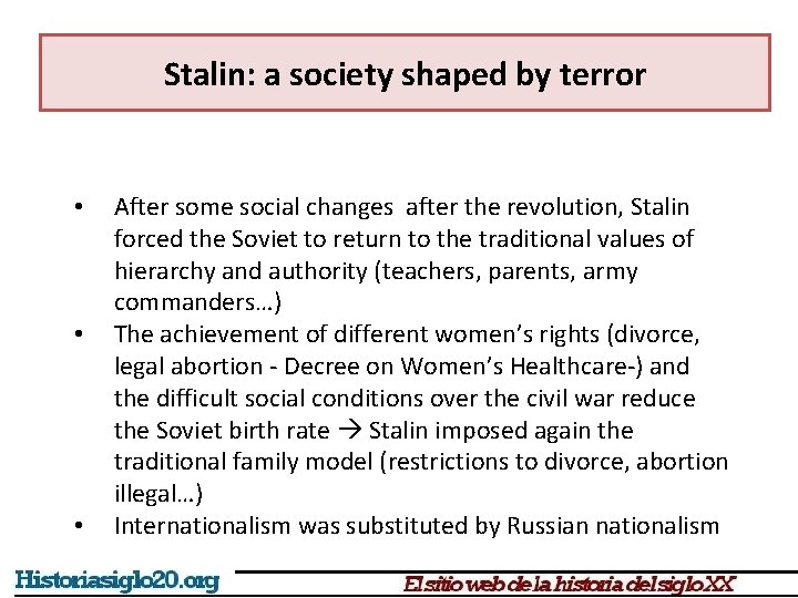 Stalin: a society shaped by terror • • • After some social changes after Stalin: a society shaped by terror • • • After some social changes after