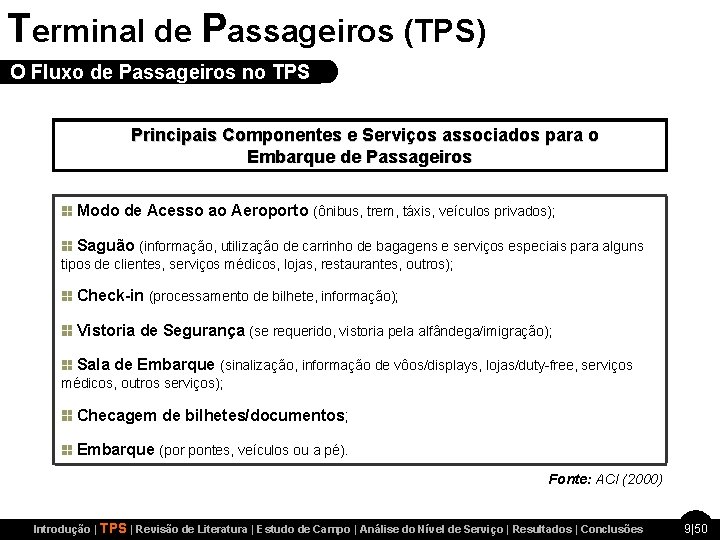 Terminal de Passageiros (TPS) O Fluxo de Passageiros no TPS Principais Componentes e Serviços