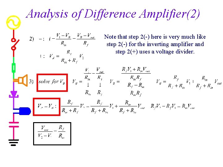 Analysis of Difference Amplifier(2) Note that step 2(-) here is very much like step