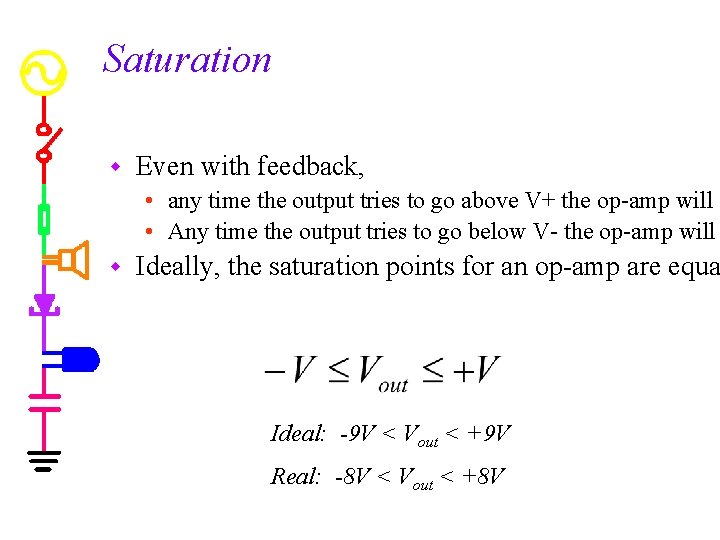 Saturation w Even with feedback, • any time the output tries to go above
