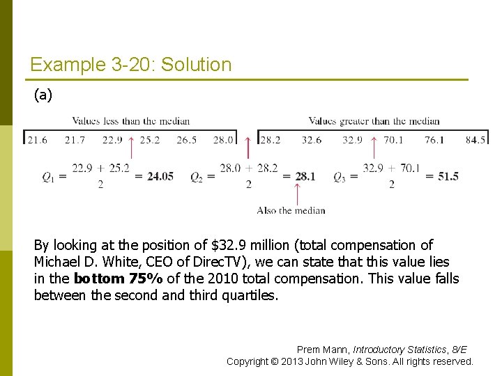 Example 3 -20: Solution (a) By looking at the position of $32. 9 million