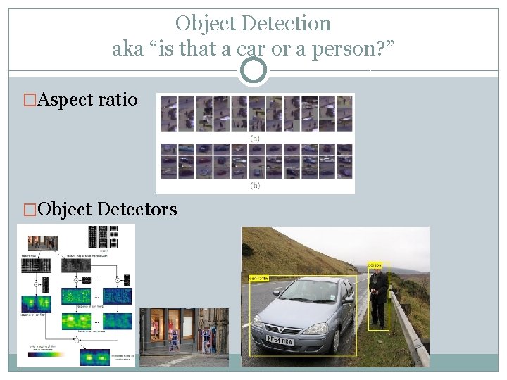 Object Detection aka “is that a car or a person? ” �Aspect ratio �Object