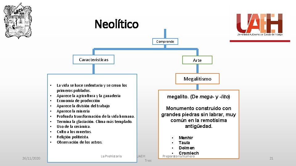 Neolítico Comprende Características Arte Megalitismo • • • 26/11/2020 La vida se hace sedentaria