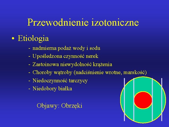 Przewodnienie izotoniczne • Etiologia - nadmierna podaż wody i sodu Upośledzona czynność nerek Zastoinowa