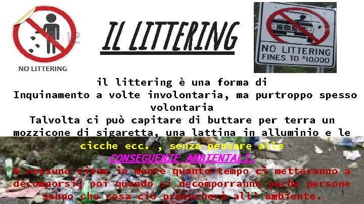 il littering è una forma di Inquinamento a volte involontaria, ma purtroppo spesso volontaria