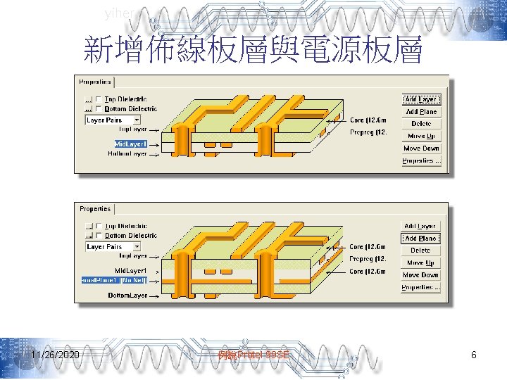 yiher 新增佈線板層與電源板層 11/26/2020 例說Protel 99 SE 6 