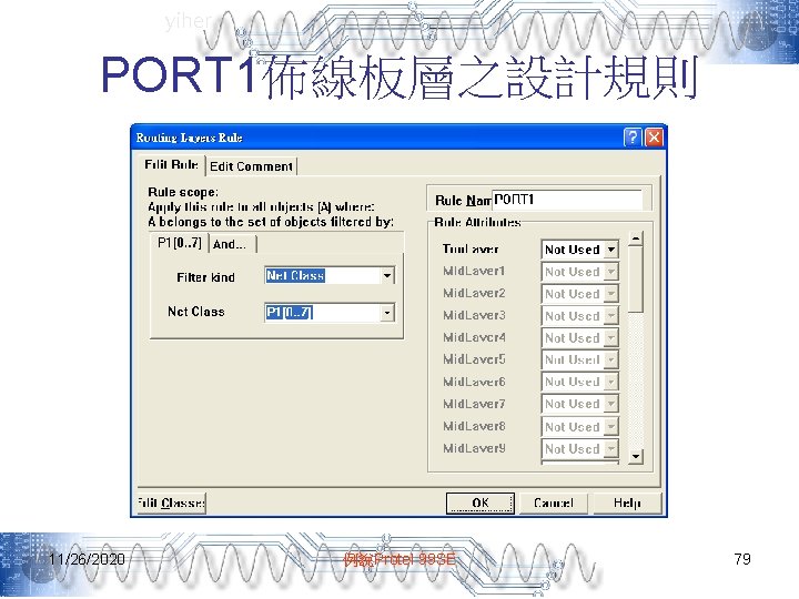 yiher PORT 1佈線板層之設計規則 11/26/2020 例說Protel 99 SE 79 