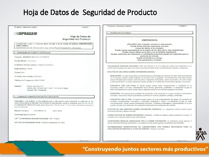 Hoja de Datos de Seguridad de Producto 100 