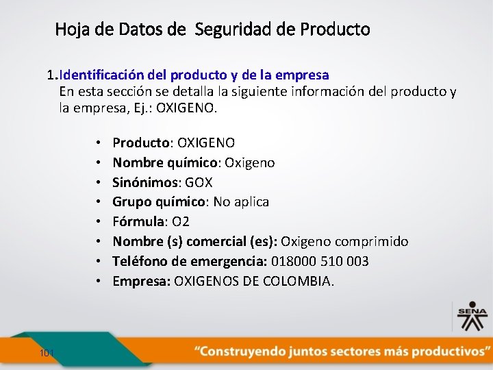 Hoja de Datos de Seguridad de Producto 1. Identificación del producto y de la