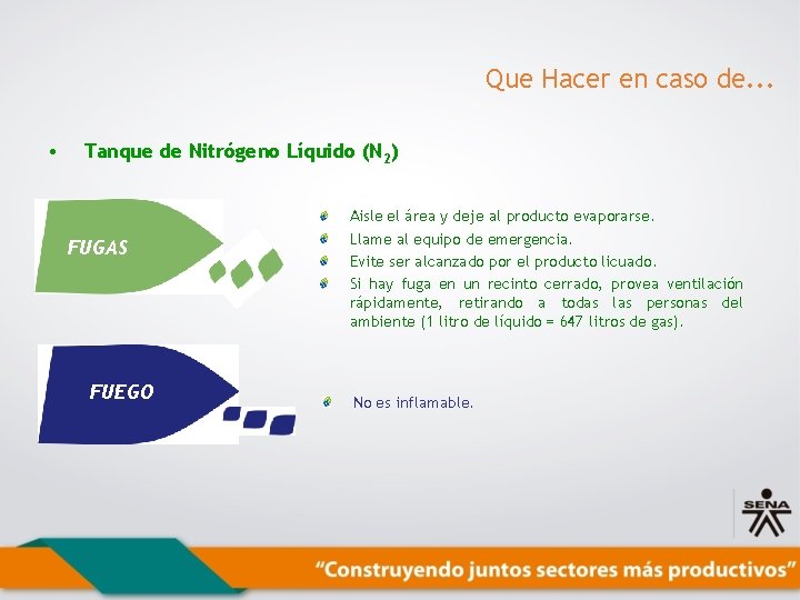 Que Hacer en caso de. . . • Tanque de Nitrógeno Líquido (N 2)