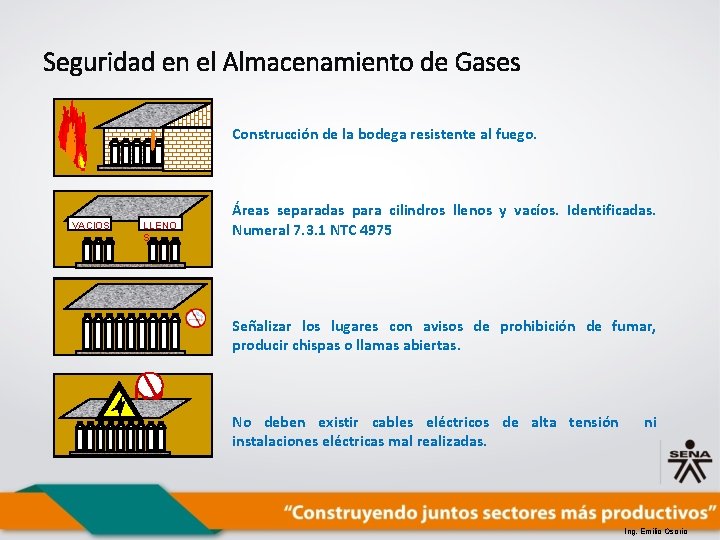 Seguridad en el Almacenamiento de Gases Construcción de la bodega resistente al fuego. VACIOS