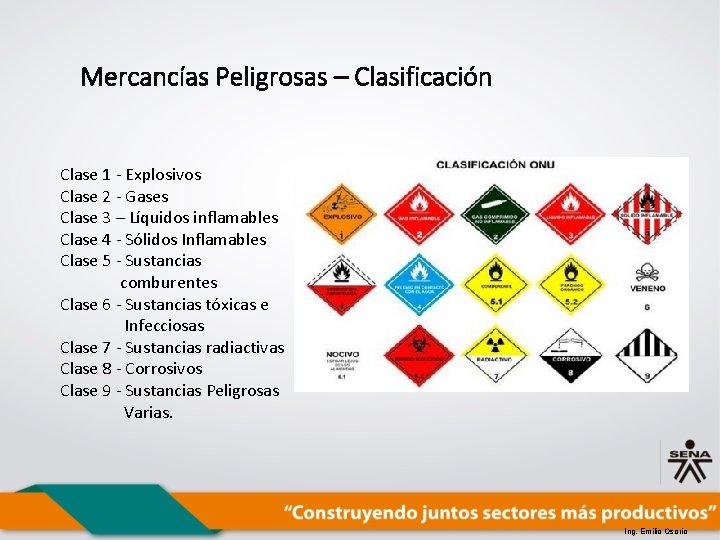 Mercancías Peligrosas – Clasificación Clase 1 - Explosivos Clase 2 - Gases Clase 3