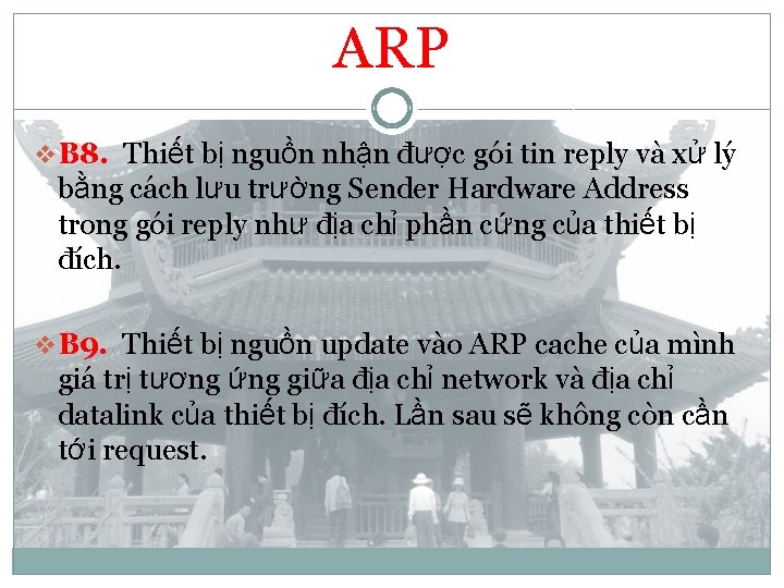 ARP v B 8. Thiết bị nguồn nhận được gói tin reply và xử